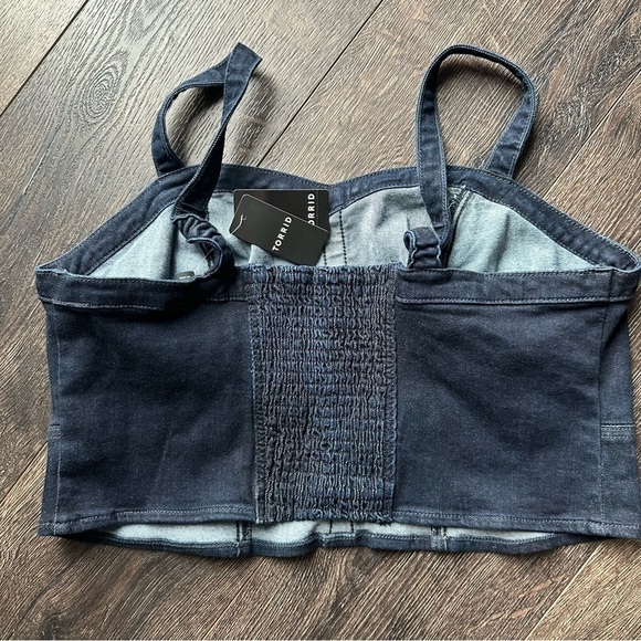 Studio by Torrid size 1 cropped denim corset vest NEW dark blue denim stretch - Picture 8 of 9